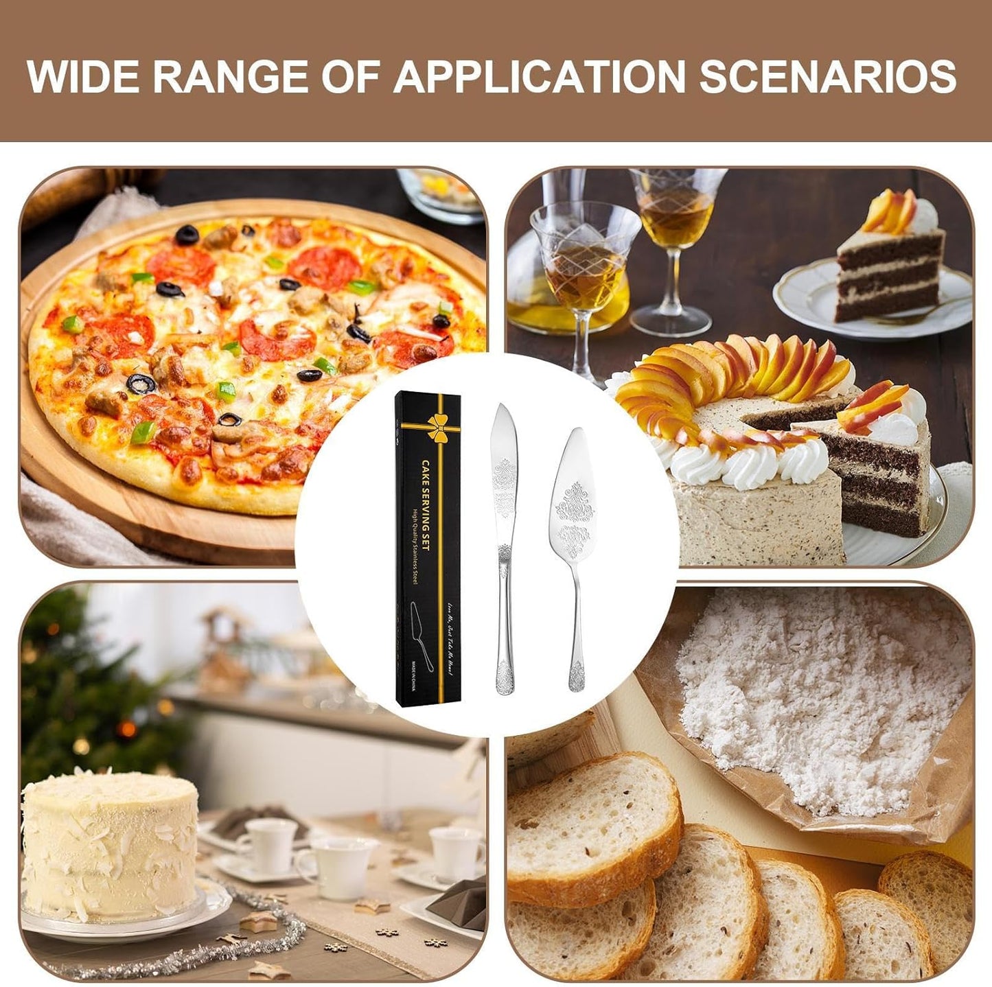 2 PC Cake Server & Knife Set - Silver