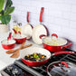 Oster 8 PC Red Non stick Heavy Gauge Cookware Set