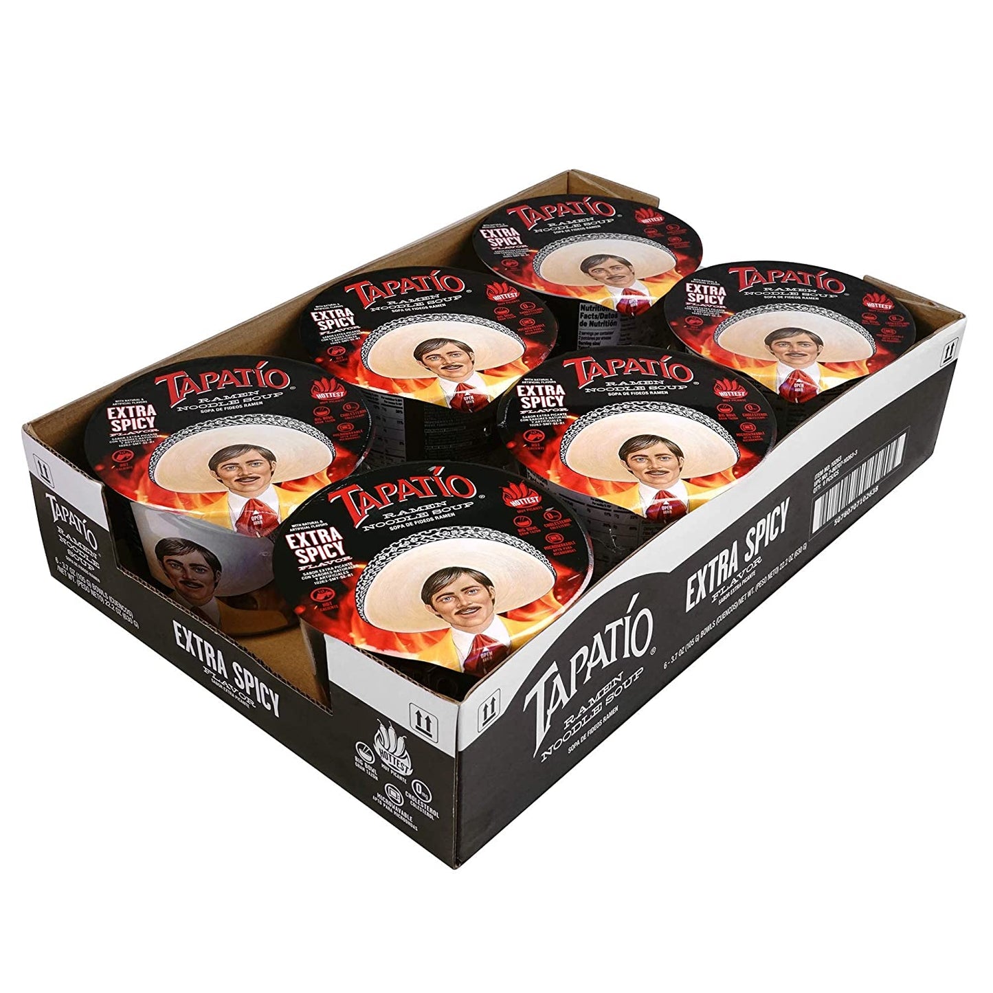 6 PC Tapatio Ramen Noodle Soup Big Bowl Extra Spicy Flavor