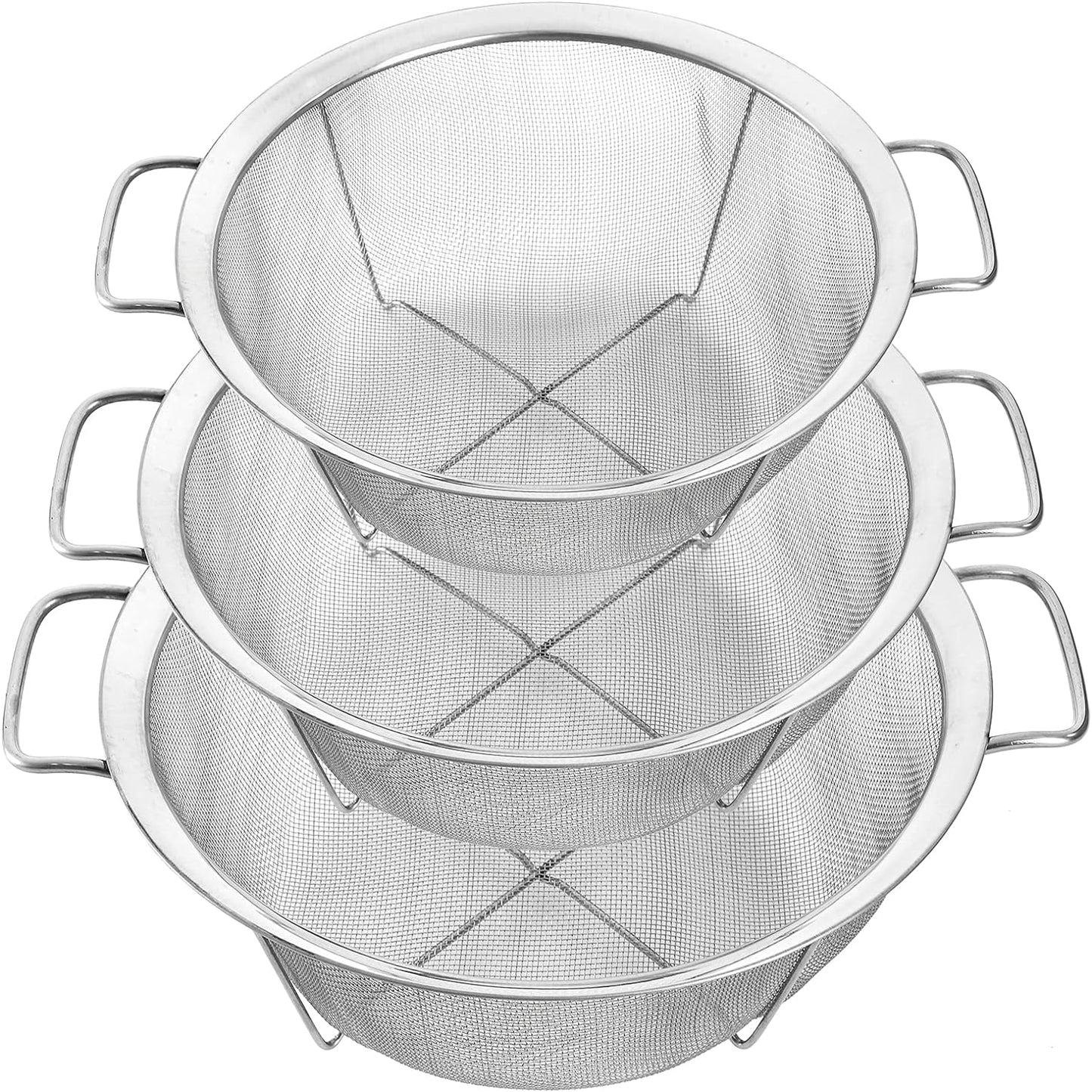 3 PC Stainless Steel Double Handles Strainer / Colander