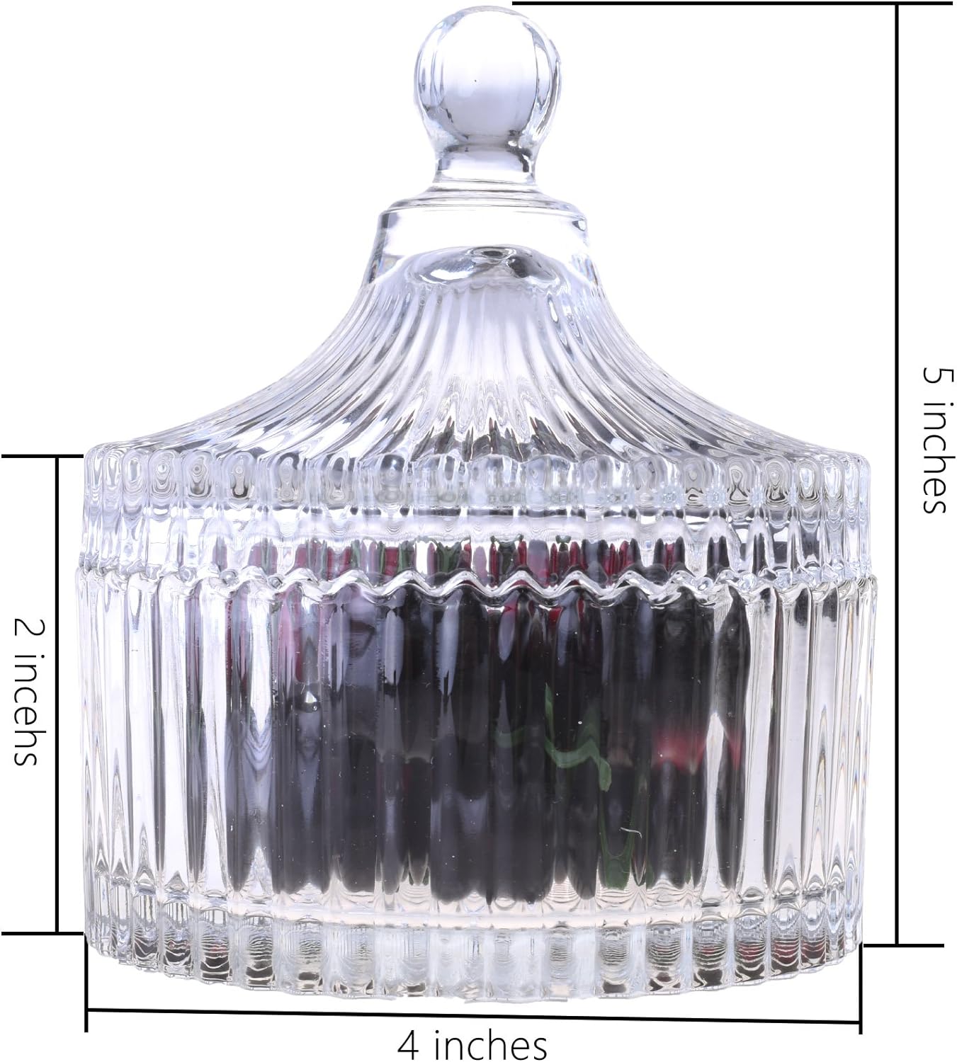 5” Crystal Castle Candy Dish Stripe Snack Bowl Jar