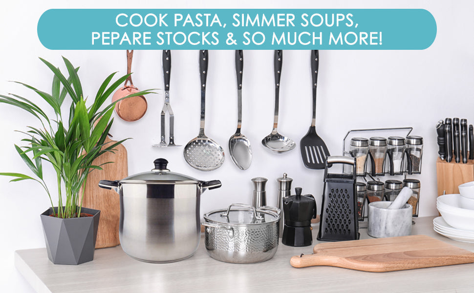 16 QT Stainless Steel 18/10 Induction Stock Pot (Free Gift 1 Knife Set)