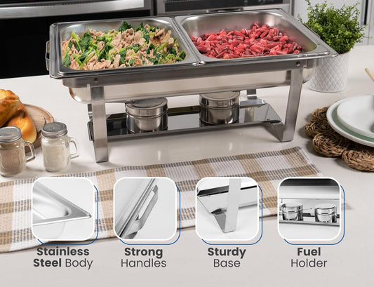Chafing Dish Buffet Set and Fuel Holder Food Warmers with Glass Lid for  Soup Stock Pots