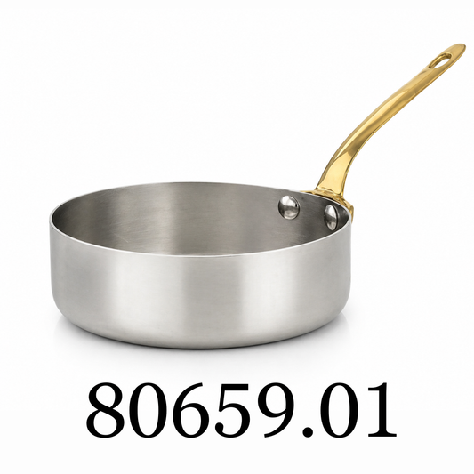 Stainless Steel 4.5" Mini Fry Pan with Gold Handle