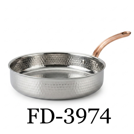 7.25" Stainless Steel Hammered Mini Fry Pan with Brass Handle
