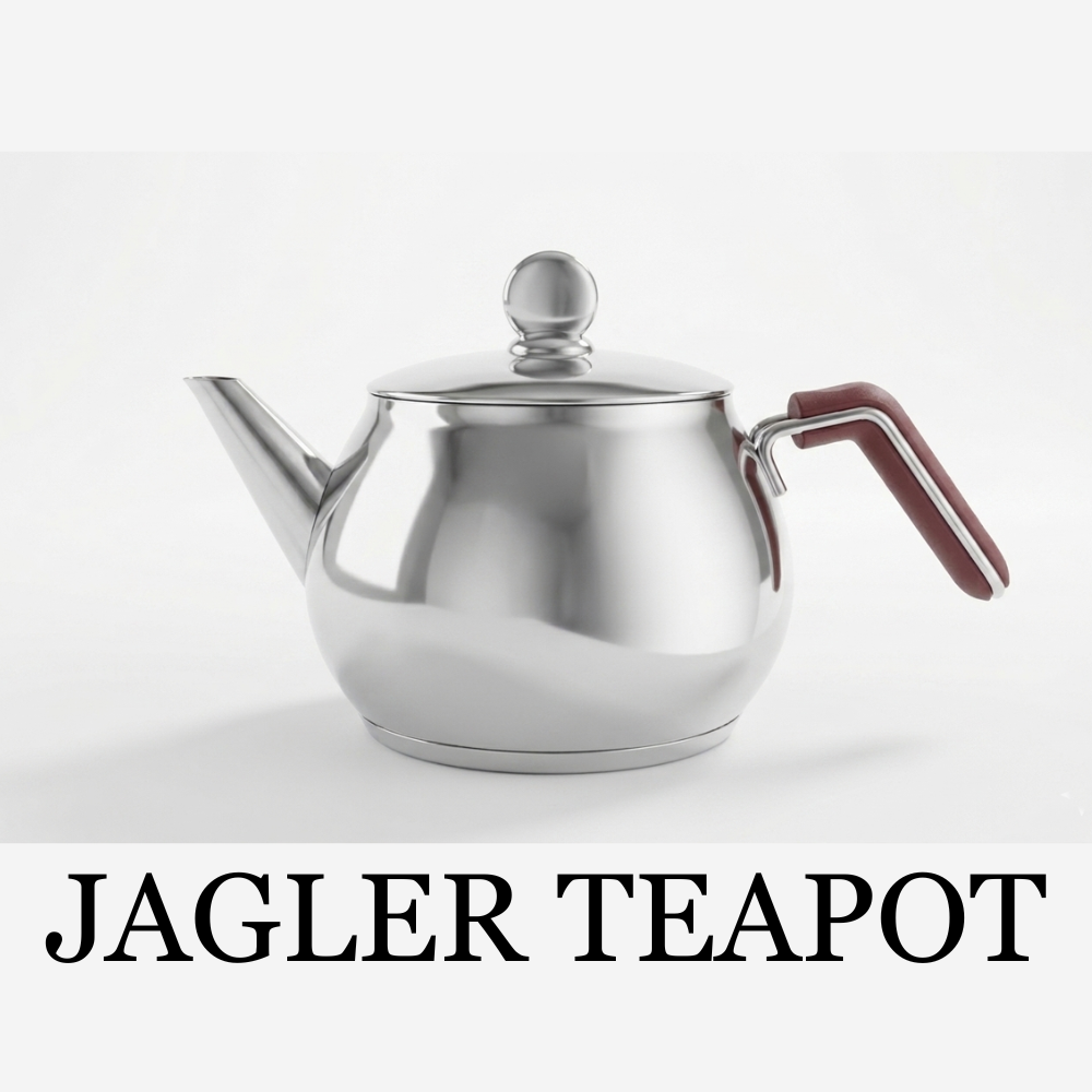 Jagler Stainless Steel 1.50Lt Tea Kettle with Wooden Handle - Jagler Tetera de Té de Acero Inoxidable de 1.50Lt con asa de Madera
