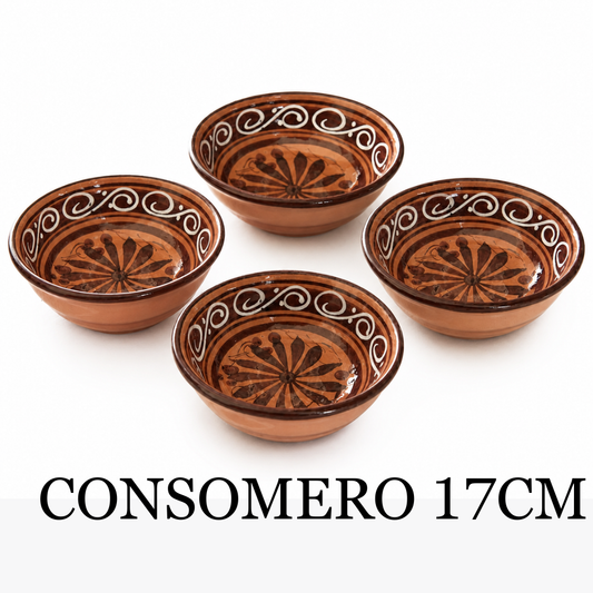 Traditional Mexican-Inspired 17cm Ceramic Bowl Set of 4- Juego de 4 Tazones de Cerámica de 17 cm con Diseño Tradicional Inspirado en México
