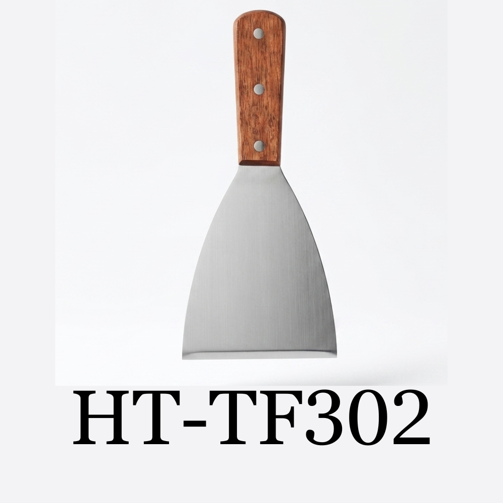 Stainless Steel Commercial Metal Scraper with Wood Handle-Espátula raspadora comercial de acero inoxidable con mango de madera