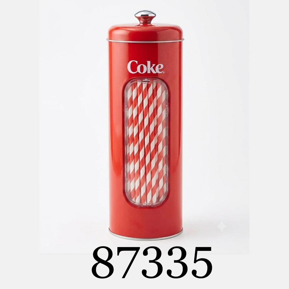 Coca Cola Straw Holder with 20 Count Paper Straws