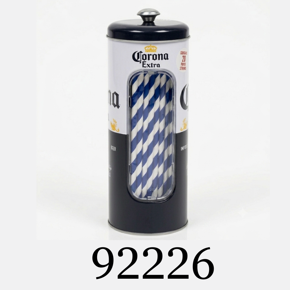 Corona Straw Dispenser with 20 Count Paper Straws-Dispensador de Popotes Corona
