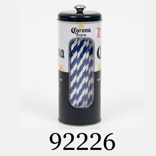 Corona Straw Dispenser with 20 Count Paper Straws-Dispensador de Popotes Corona
