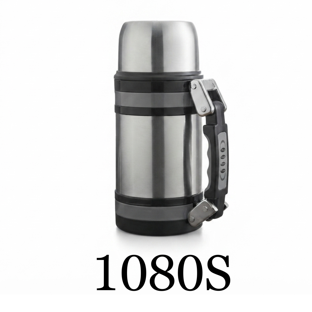 1000ml Silver Insulated Travel Pot Wide Mouth Water Bottle