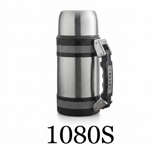 1000ml Silver Insulated Travel Pot Wide Mouth Water Bottle