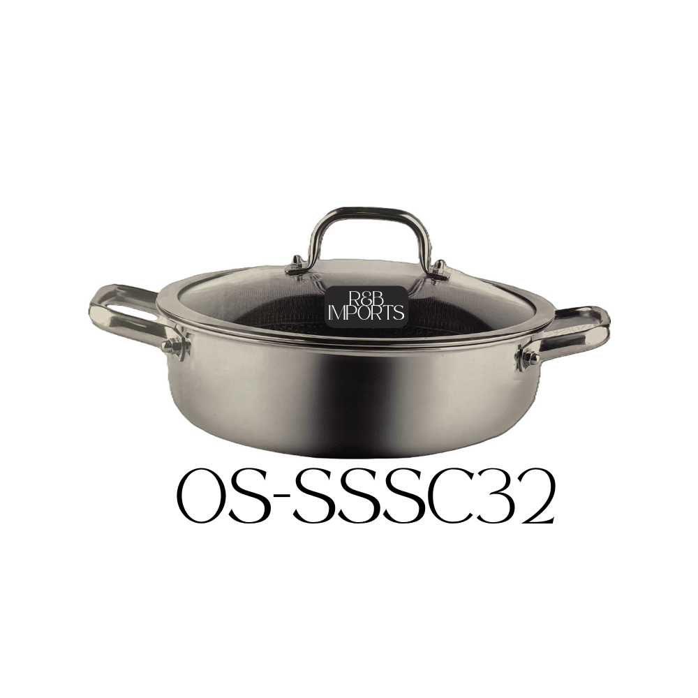 Tri-Ply Stainless Steel 32CM Shallow Casserole