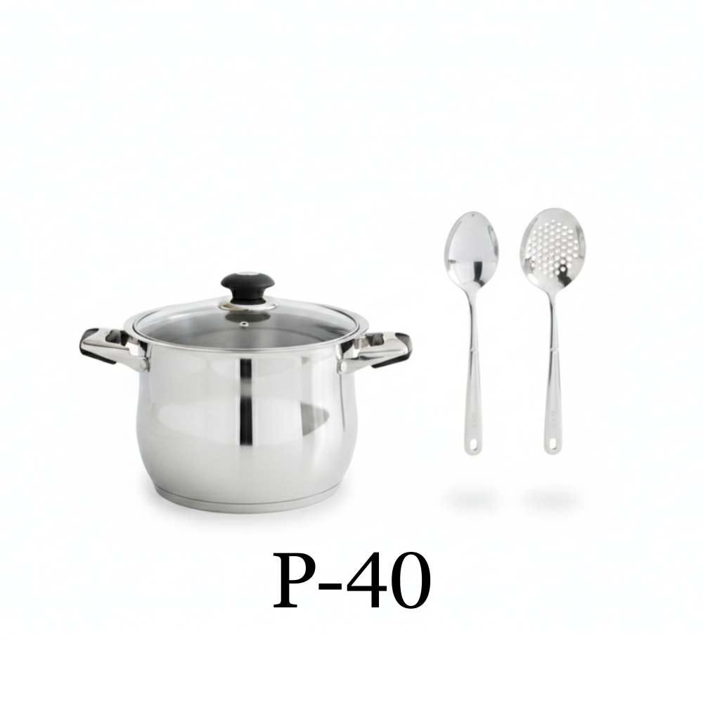 40 QT Stainless Steel 18/10 Induction Stock (Free Gift 2 Spoons)