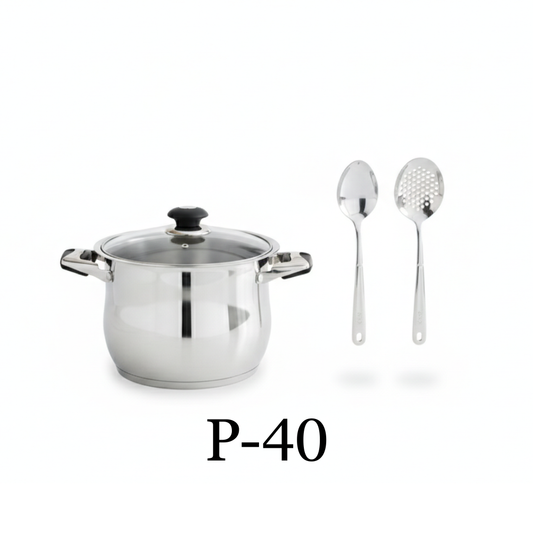 40 QT Stainless Steel 18/10 Induction Stock (Free Gift 2 Spoons)