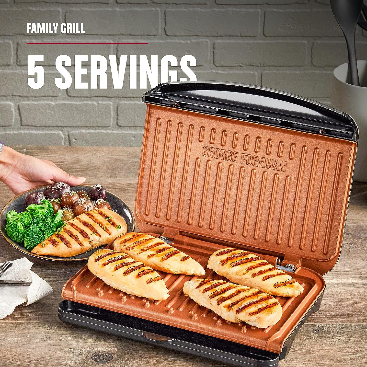 George Foreman 6-Serving Removable Plate Electric Indoor Grill and