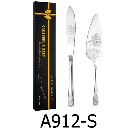 2 PC Cake Server & Knife Set - Silver
