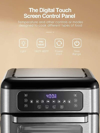 AIR FRYER AICOOK 11qt Air Fryer, 7-in-1 Functions with EvenCrisp Technology that Crisps, Broils, Bakes, Roasts, Dehydrates, Reheats & Rotisseries, Includes over  40 Recipes Book, Stainless Steel