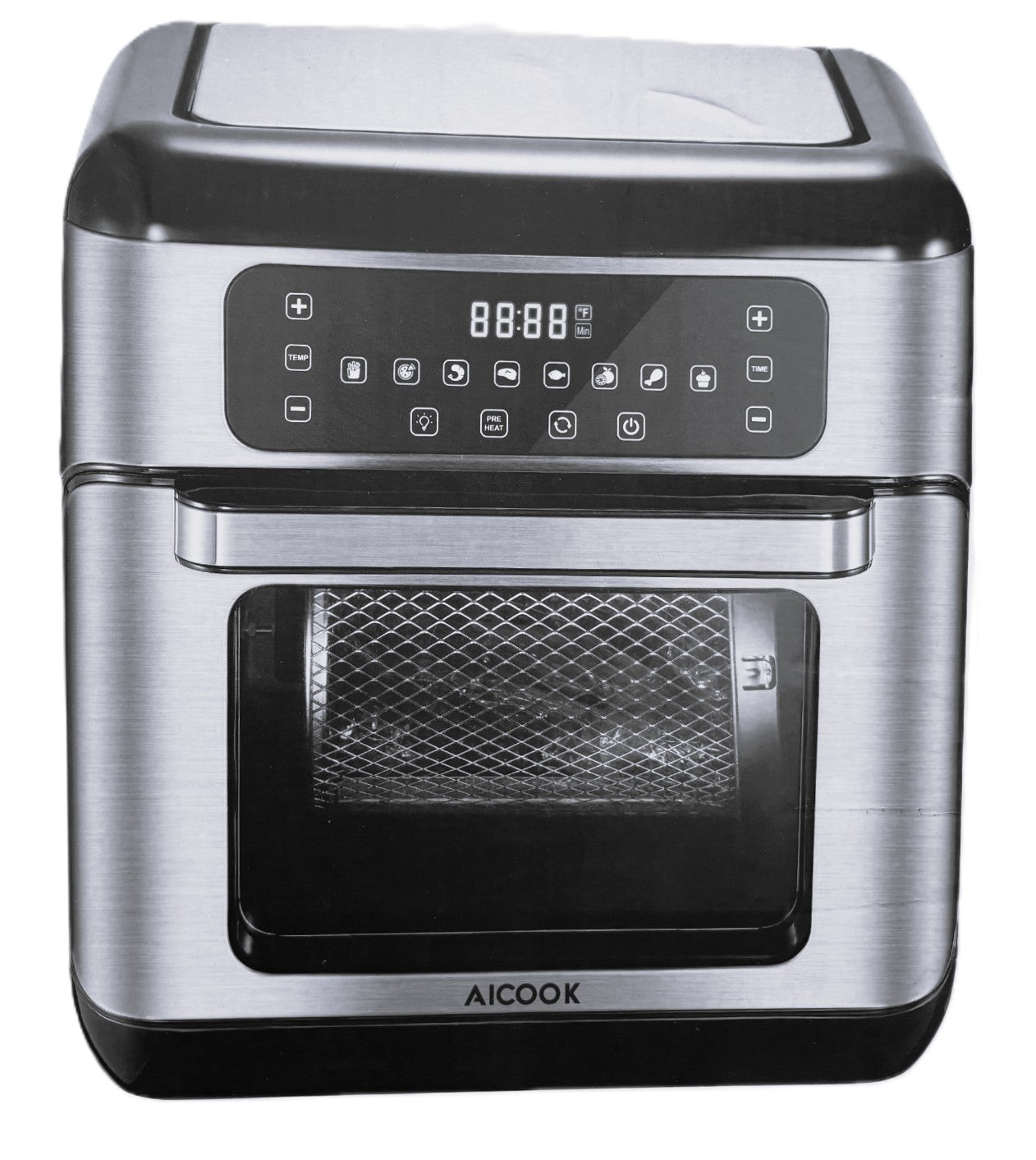 AIR FRYER AICOOK 11qt Air Fryer, 7-in-1 Functions with EvenCrisp Technology that Crisps, Broils, Bakes, Roasts, Dehydrates, Reheats & Rotisseries, Includes over  40 Recipes Book, Stainless Steel
