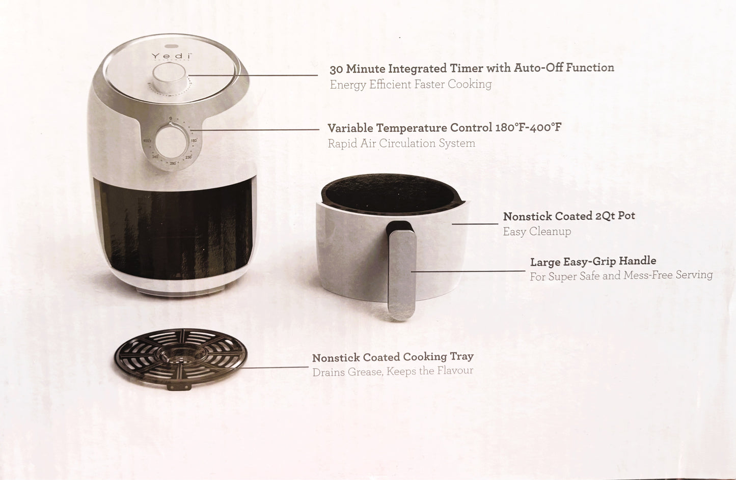 YEDI 2.0 AIR FRYER NON STICK TEMPERATURE CONTROL
