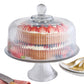 ANCHOR HOCKING 2pc Glass Cake Stand with Dome, Ribbed Design, Pedestal Base, Clear