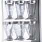 Glass Shot Dessert 2oz Cups with Silver Greek Key Trim, Set of 6, Footed Sundae Glasses
