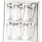 Glass Shot Dessert 2oz Cups with Silver Greek Key Trim, Set of 6, Footed Sundae Glasses