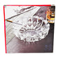 Crystal Glass Ashtray, Clear, Round Shape, Cut Glass Design with Decorative Pattern