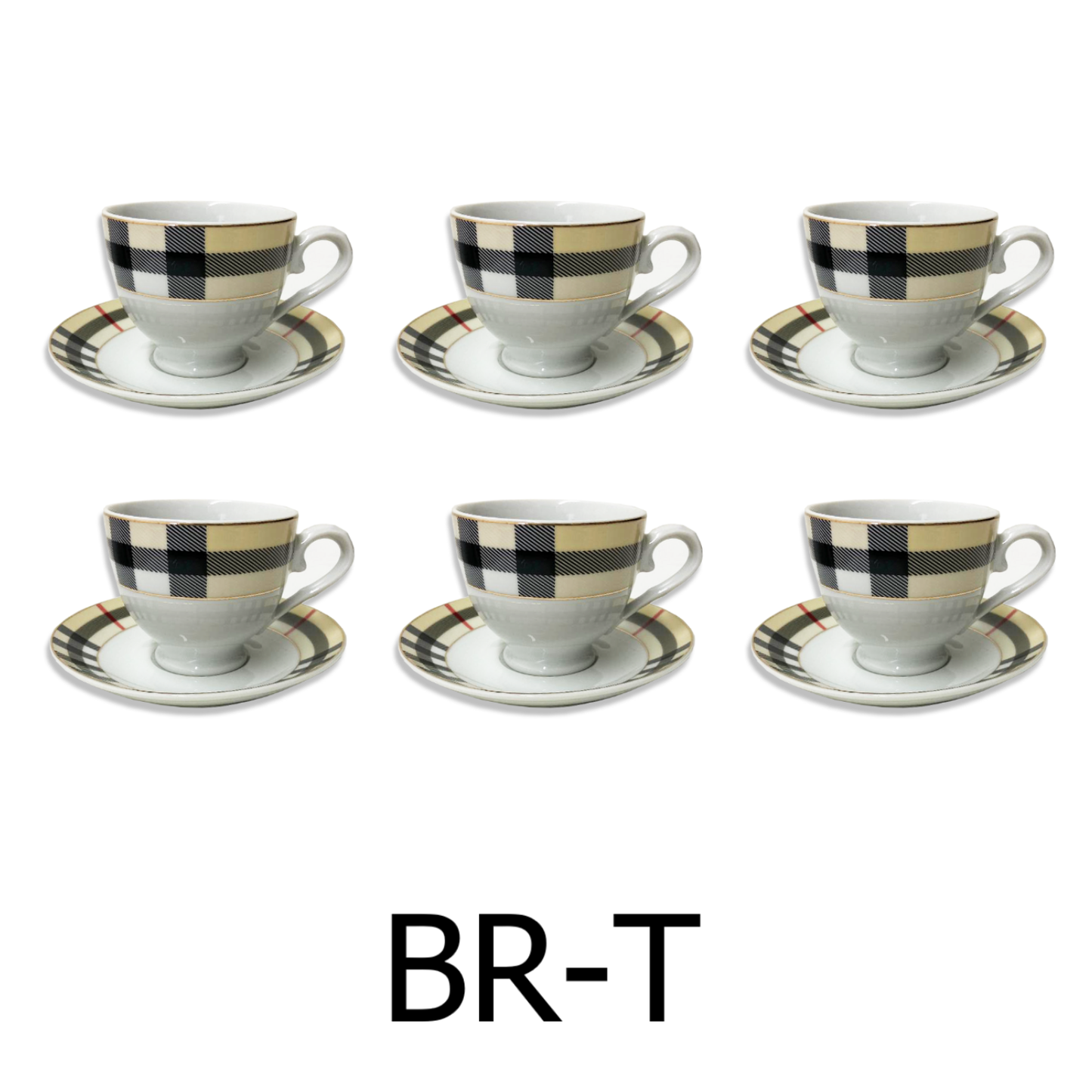 12 PC Tea Set With Line Design (Burberry Inspired)