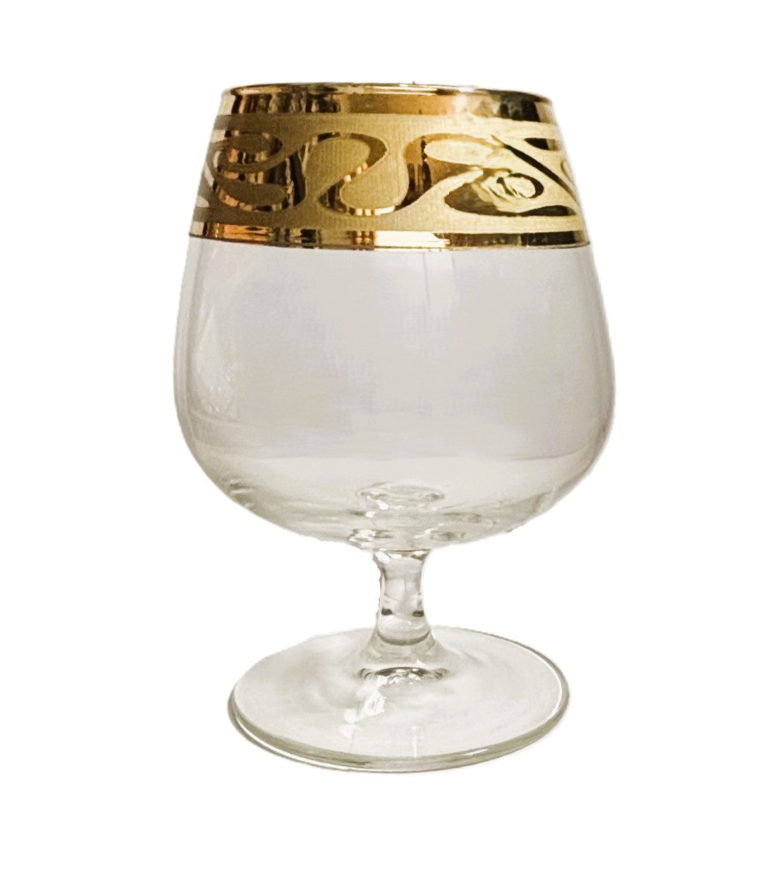 PROMSIZ Decorated Glass Brandy Sniffer Gold Greek Dedsign 6pcs Set