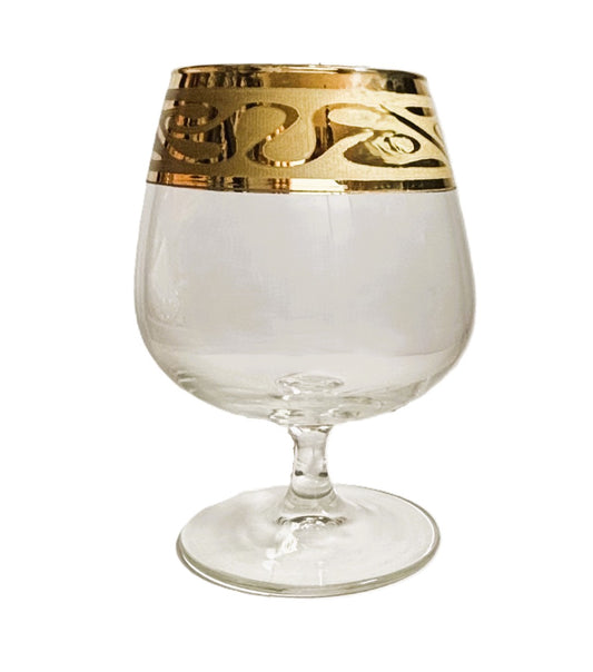 PROMSIZ Decorated Glass Brandy Sniffer Gold Greek Dedsign 6pcs Set