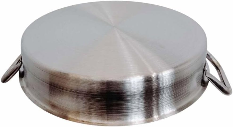 Nonstick Frying Pan Stainless Steel with Handles, Round Shape 40cm, Dark Interior 3in Deep