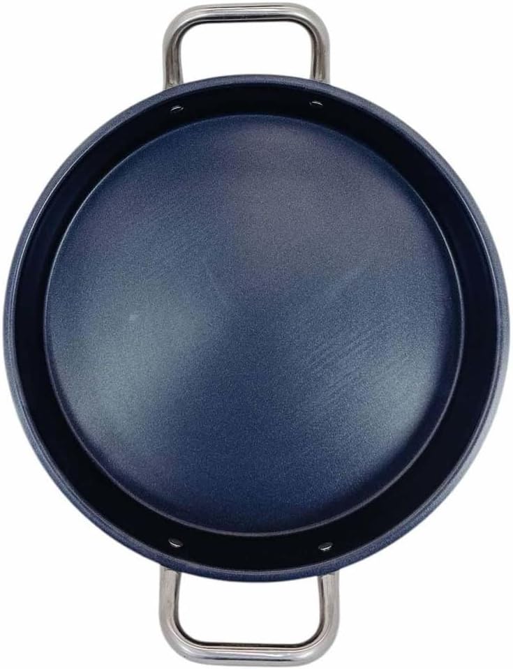 Nonstick Frying Pan Stainless Steel with Handles, Round Shape 40cm, Dark Interior 3in Deep