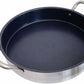 Nonstick Frying Pan Stainless Steel with Handles, Round Shape 40cm, Dark Interior 3in Deep