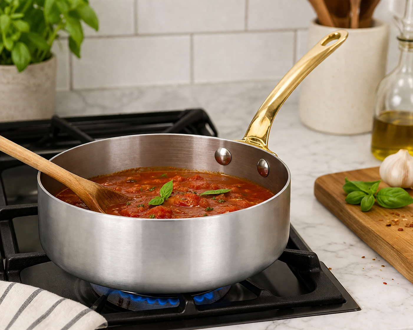 Stainless Steel 4.5" Mini Fry Pan with Gold Handle