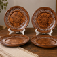 Handcrafted Terracotta Dinner Plate Set Traditional Floral Design (Set of 4) - Juego de Platos de Cena de Terracota Hechos a Mano Diseño Floral Tradicional (Set de 4)