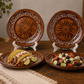 Handcrafted Terracotta Dinner Plate Set Traditional Floral Design (Set of 4) - Juego de Platos de Cena de Terracota Hechos a Mano Diseño Floral Tradicional (Set de 4)