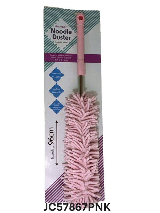 MICROFIBRE NOODLE DUSTER EXTENDABLE HANDLE PNK