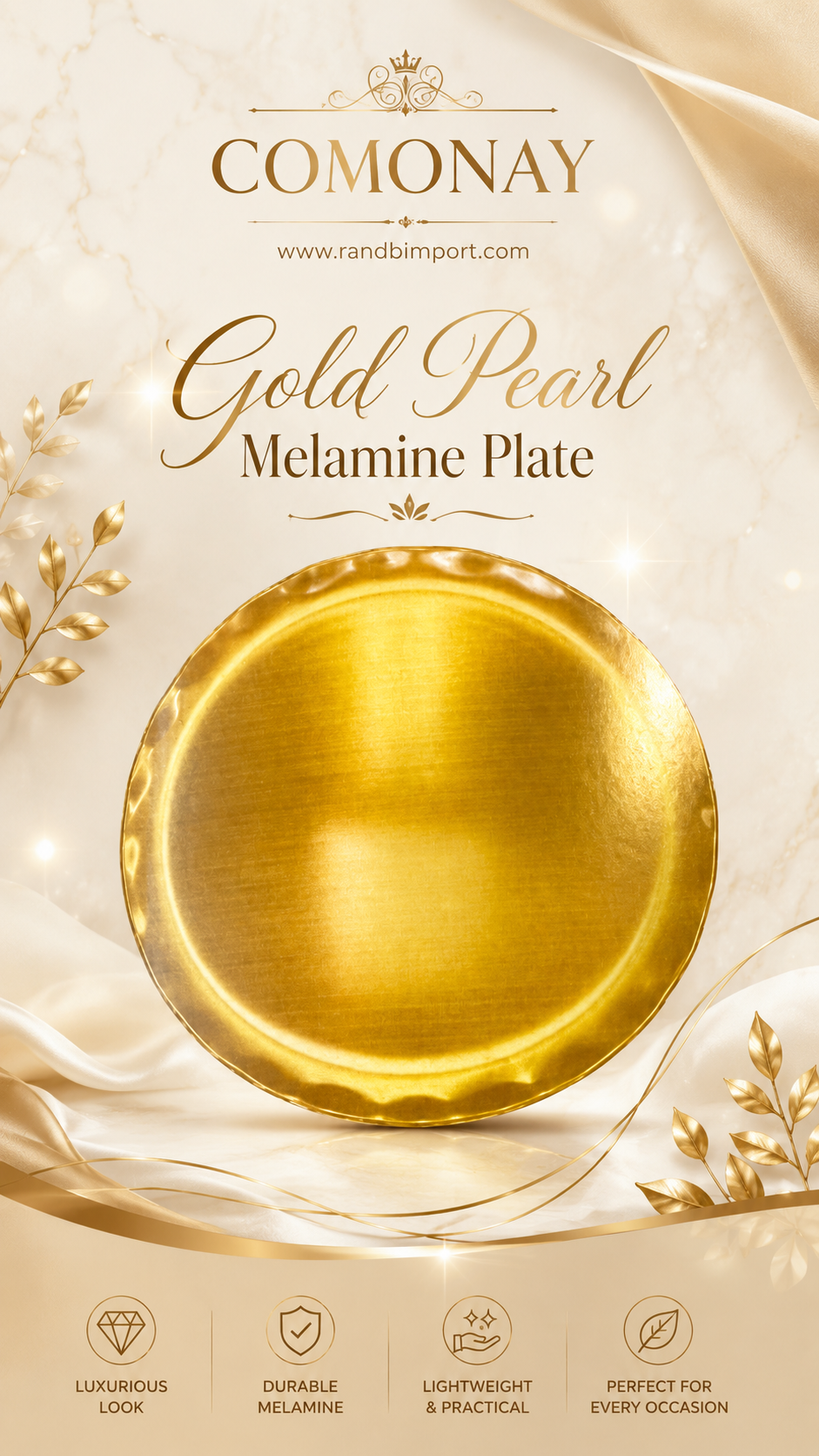 10.5 INCH DINNER PLATE GOLD COLOR MELAMINE