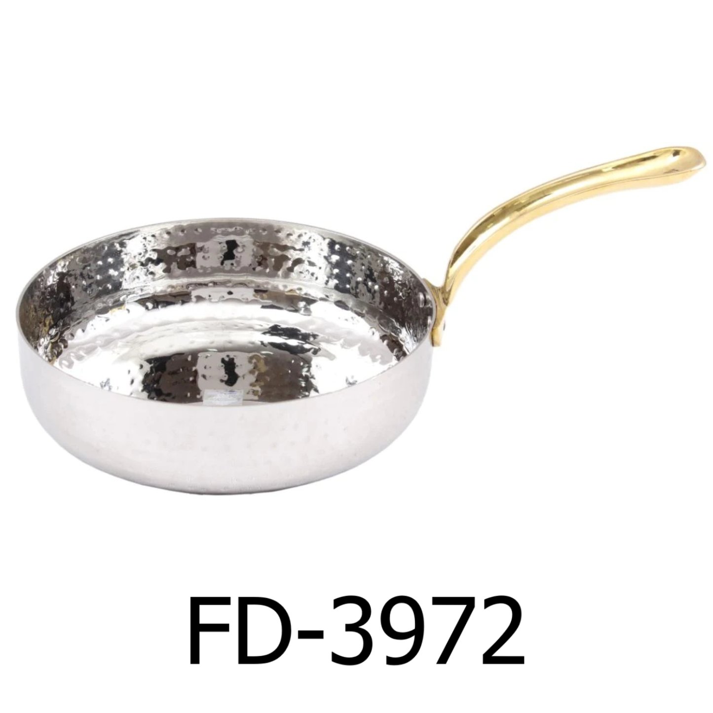 4.75" Stainless Steel Hammered Mini Fry Pan with Brass Handle