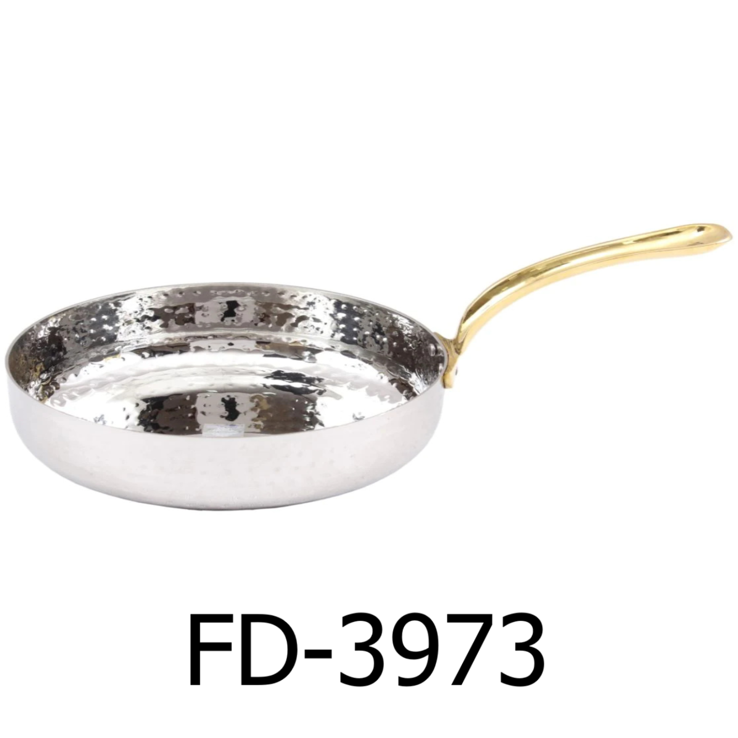 6.5" Stainless Steel Hammered Mini Fry Pan with Brass Handle