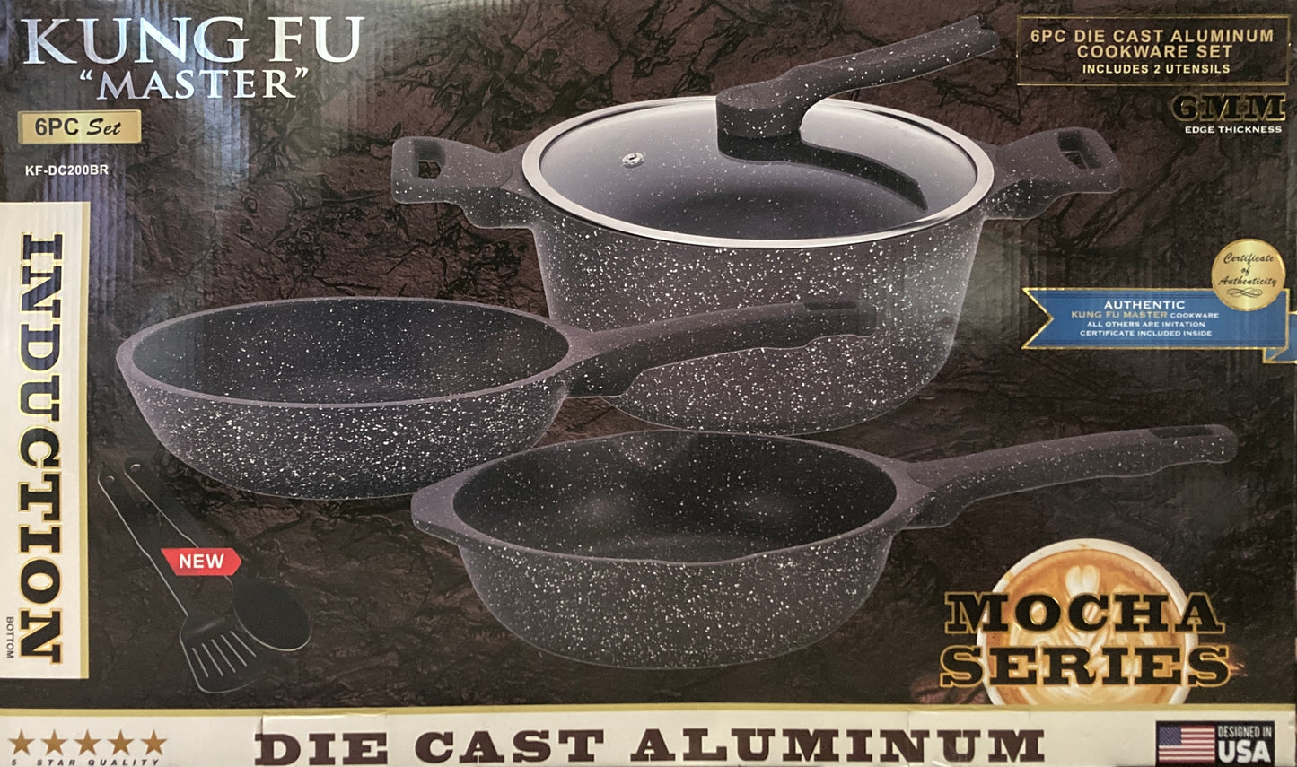 6 PC Kungfu Master Die Cast Aluminum Cookware Set