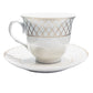 Porcelain Tea Cup and Saucer Set, White with Gold Diamond Pattern, 12 Pieces Set