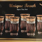 Unique Touch 6pcs Tea Set, Premium Quality, Greek Gold Key Pattern, Crystal Glass