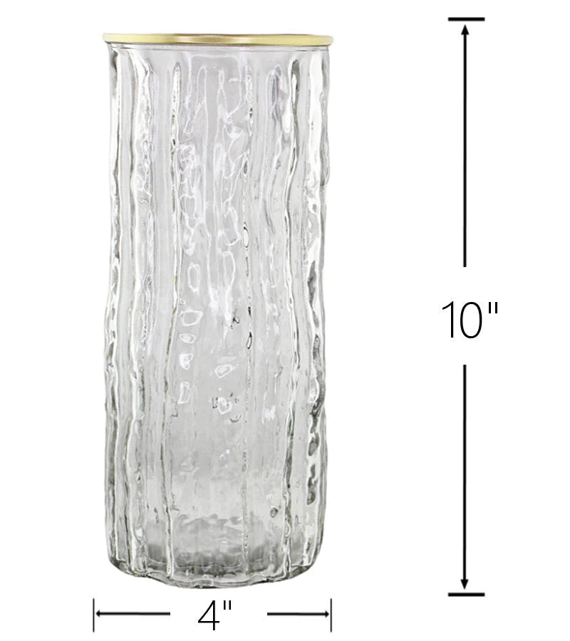 10" Gold Rim Glass Vase