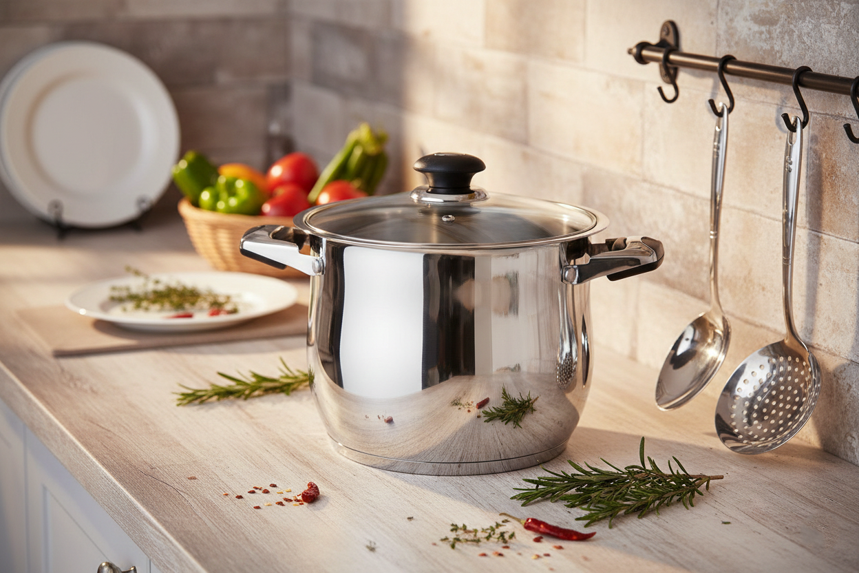 40 QT Stainless Steel 18/10 Induction Stock (Free Gift 2 Spoons)