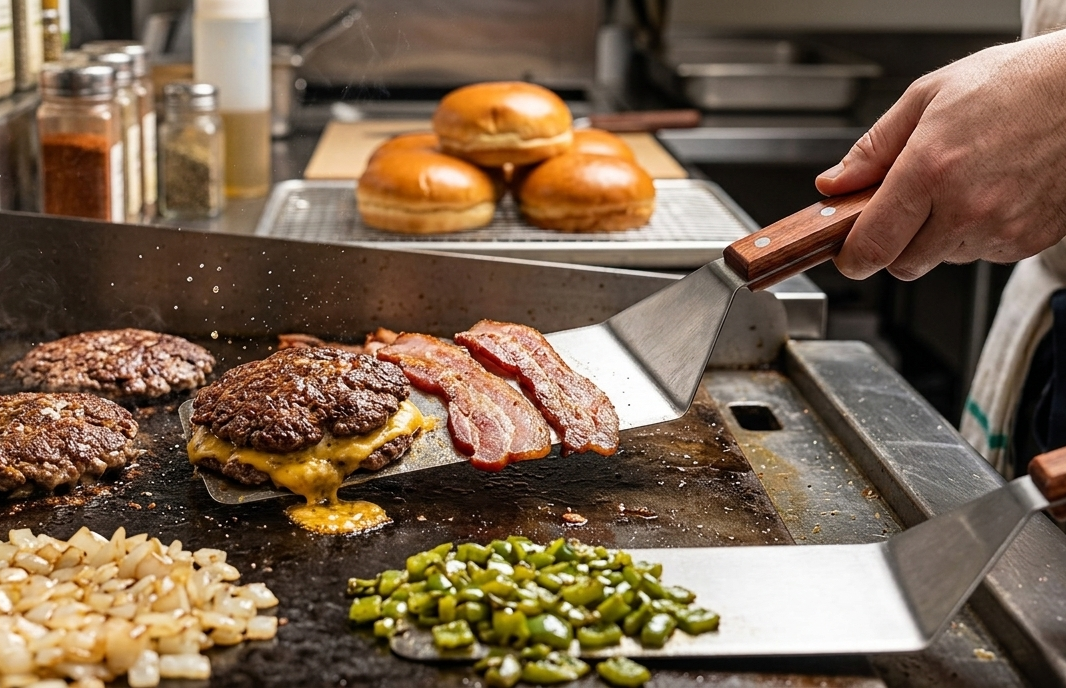 Heavy-Duty Wide Stainless Steel Griddle Spatula- Espátula de Acero Inoxidable Extra Ancha para Plancha – Alta Resistencia