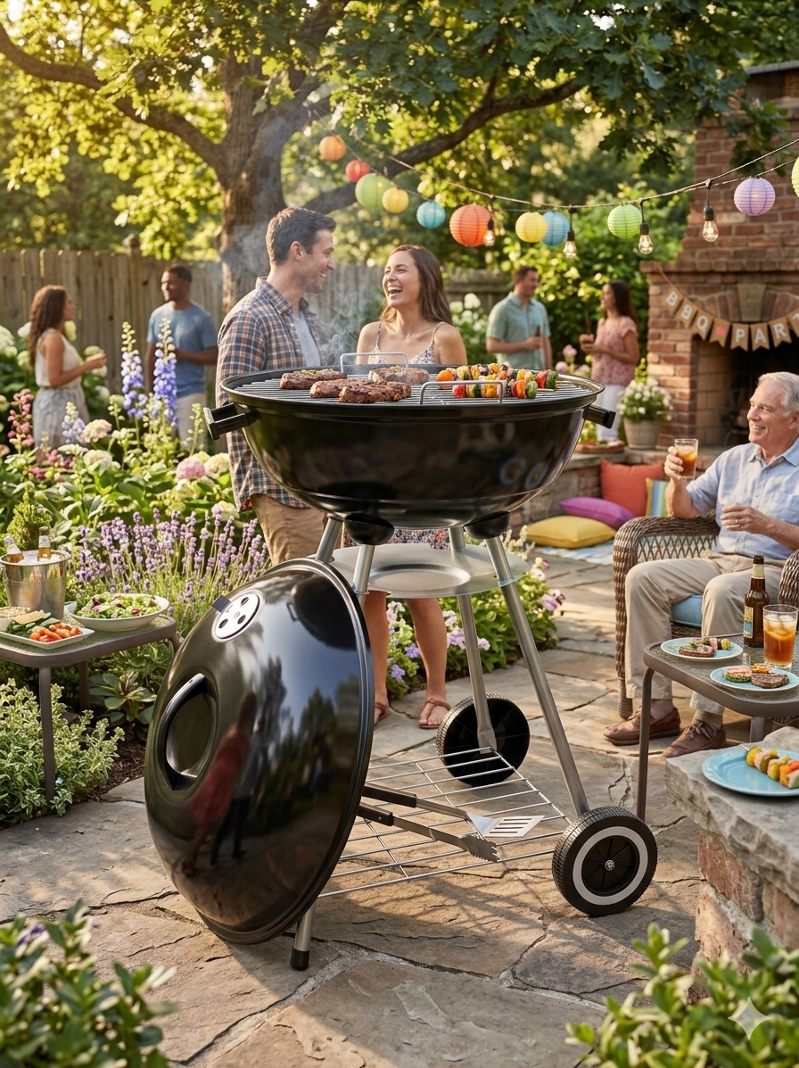 Kettle 22-inch Charcoal Barbecue Grill/Asador de 22-pulgadas de Carbon
