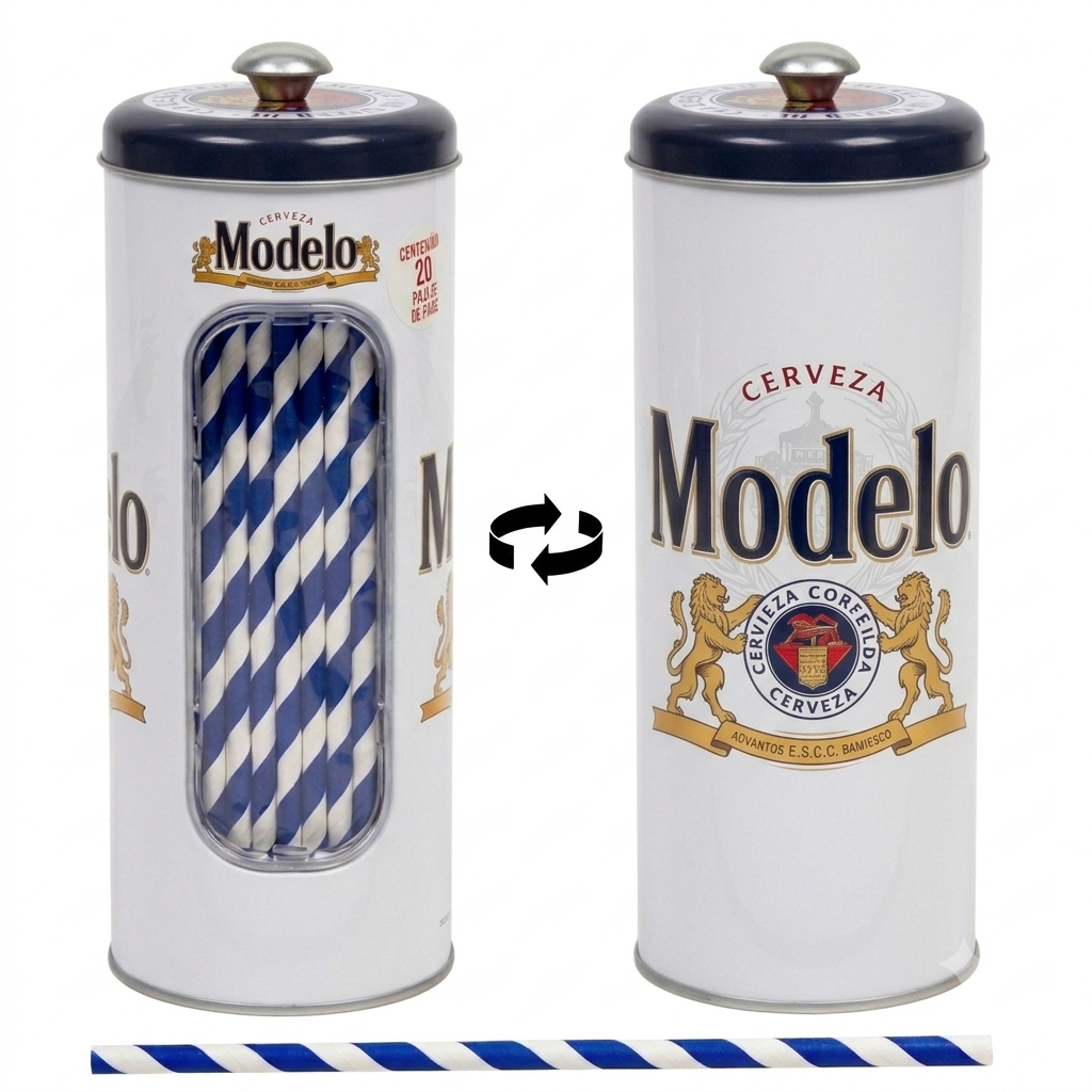 Modelo Straw Dispenser with 20 Count Paper Straws-Dispensador de Popotes Modelo